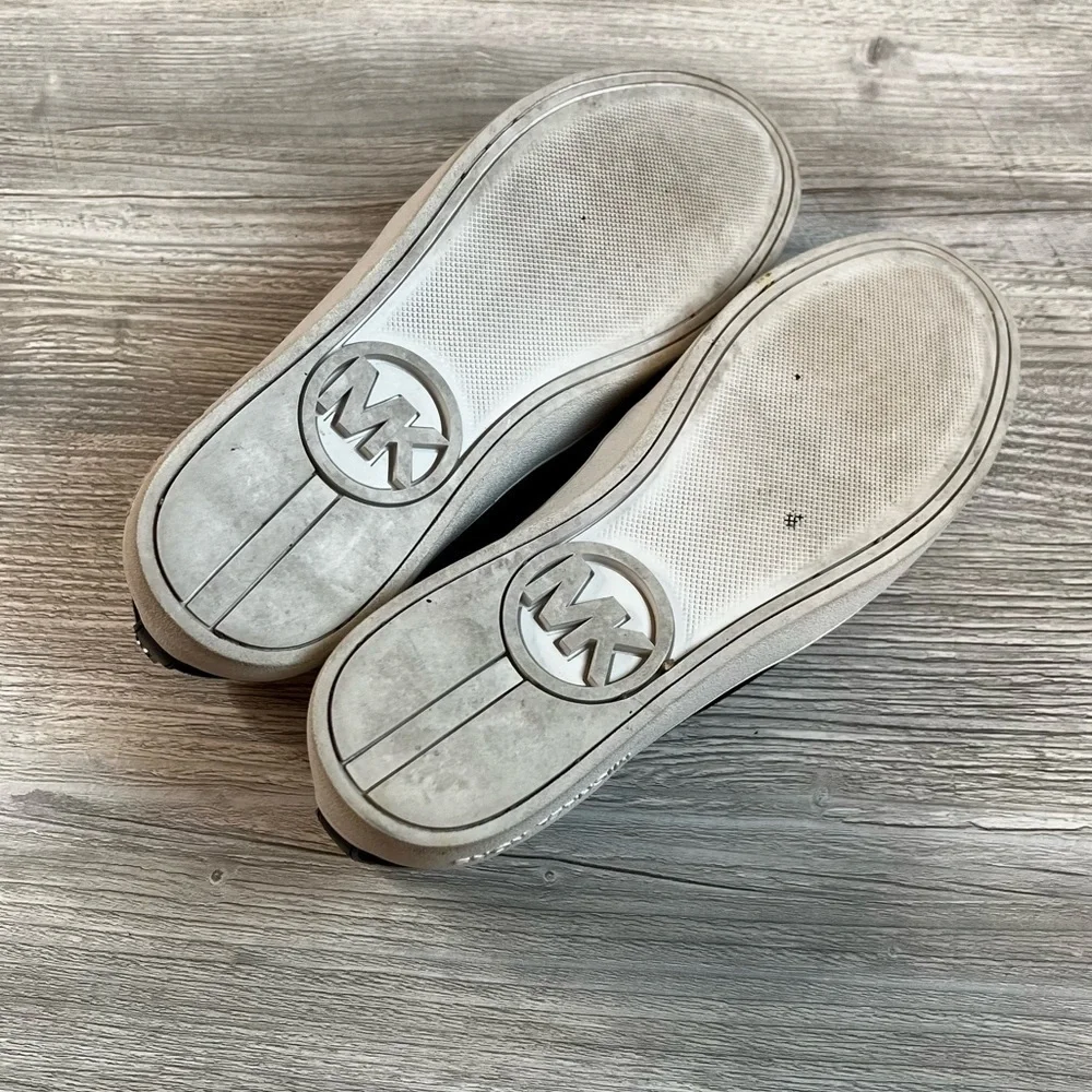 EUC Michael Kors Leo beaded suede leather slip on cute sneakers size 8 or 38.5